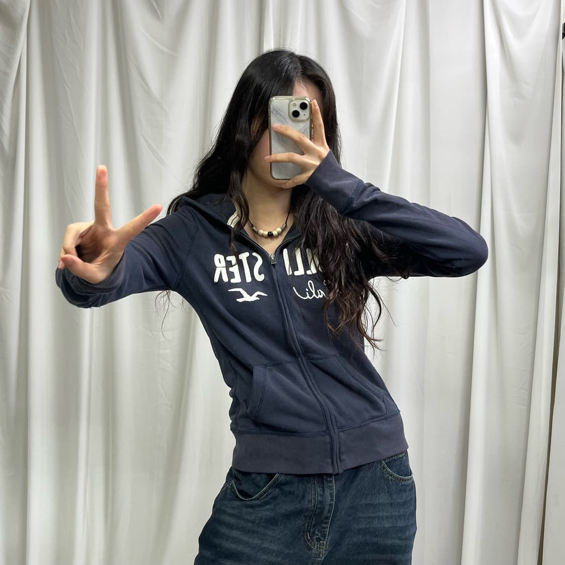 Hollister navy hood zip-up 상품이미지1