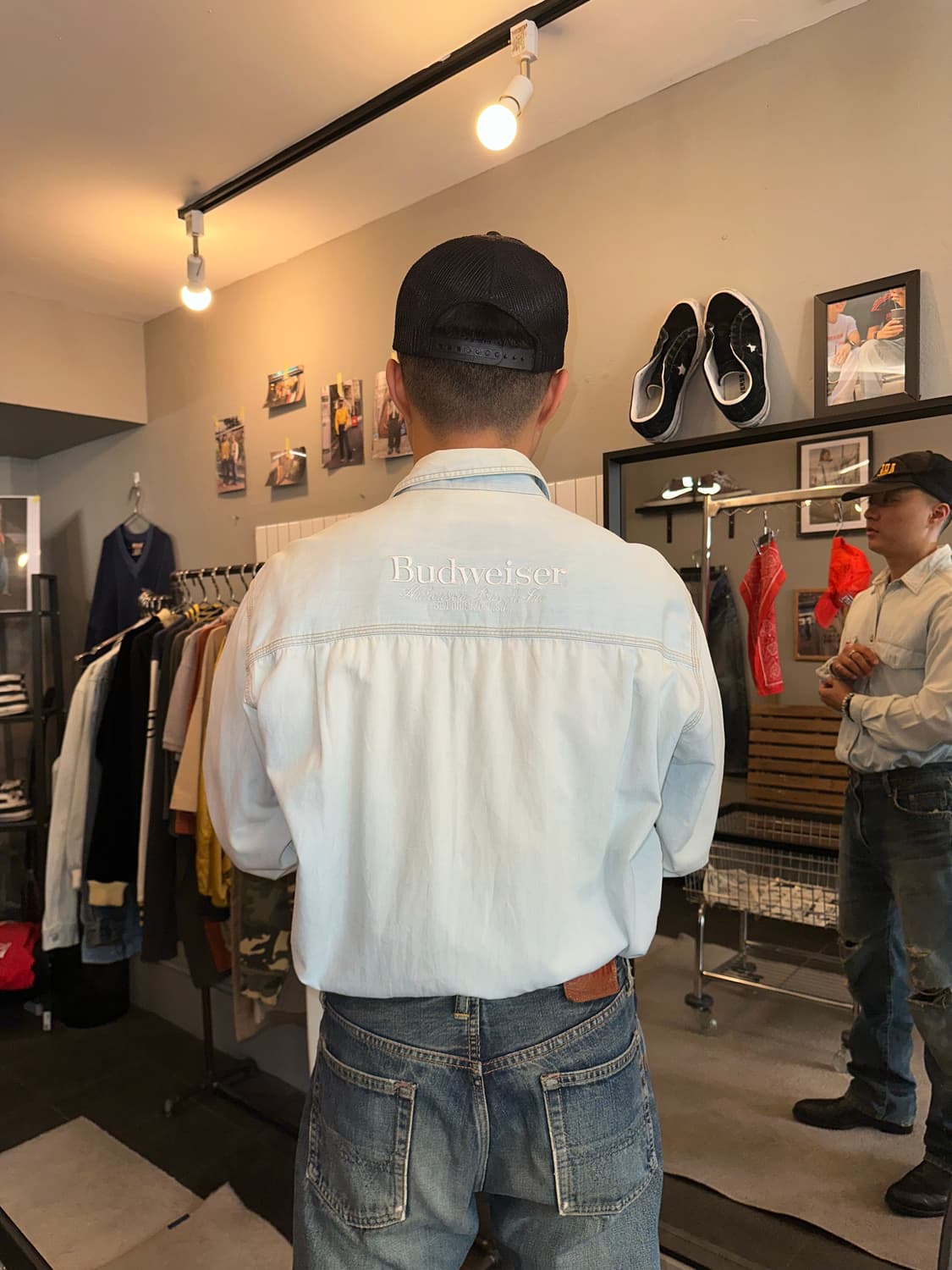 90’s Budweiser logo denim washed shirt 상품이미지8