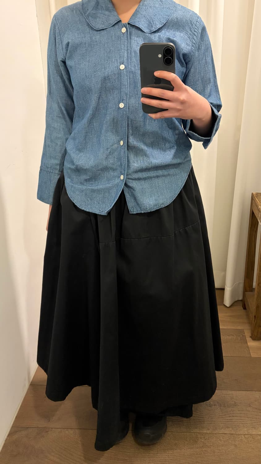 Aged Denim Basic Blouse 상품이미지2