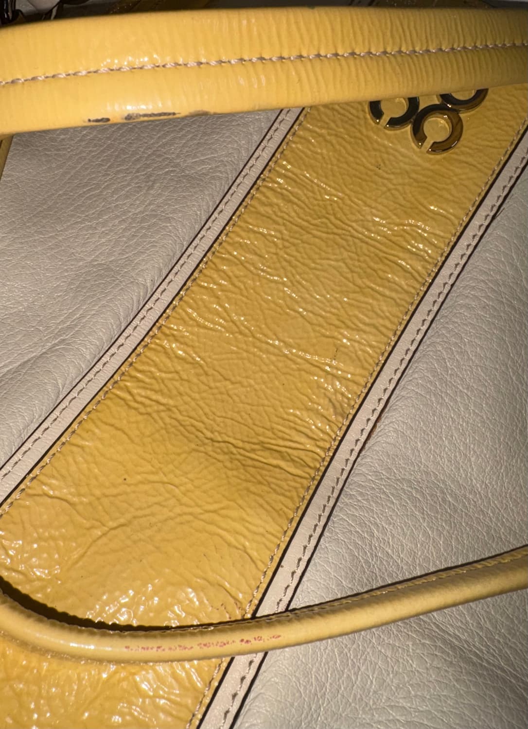 코치 크림& 옐로우 실버금장 토트백 상품이미지5
