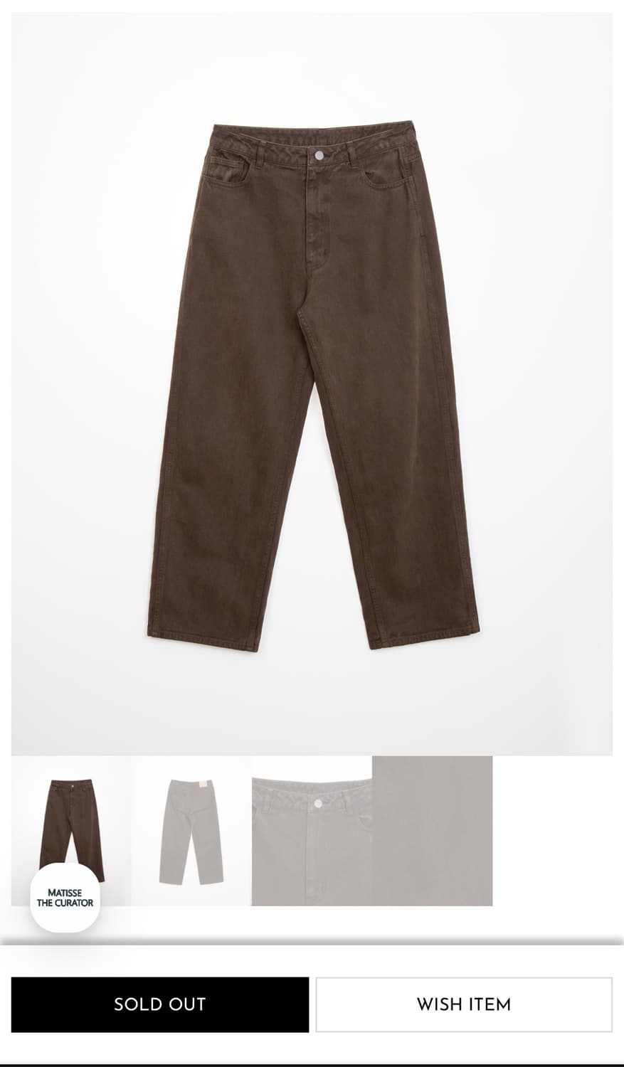마티스 더 큐레이터 와이드 데님 팬츠(브라운,새상품) 상품이미지1