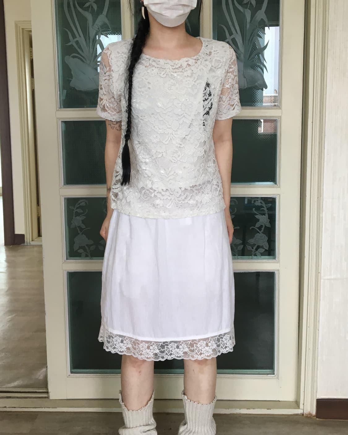 Flower pattern lace top 상품이미지1