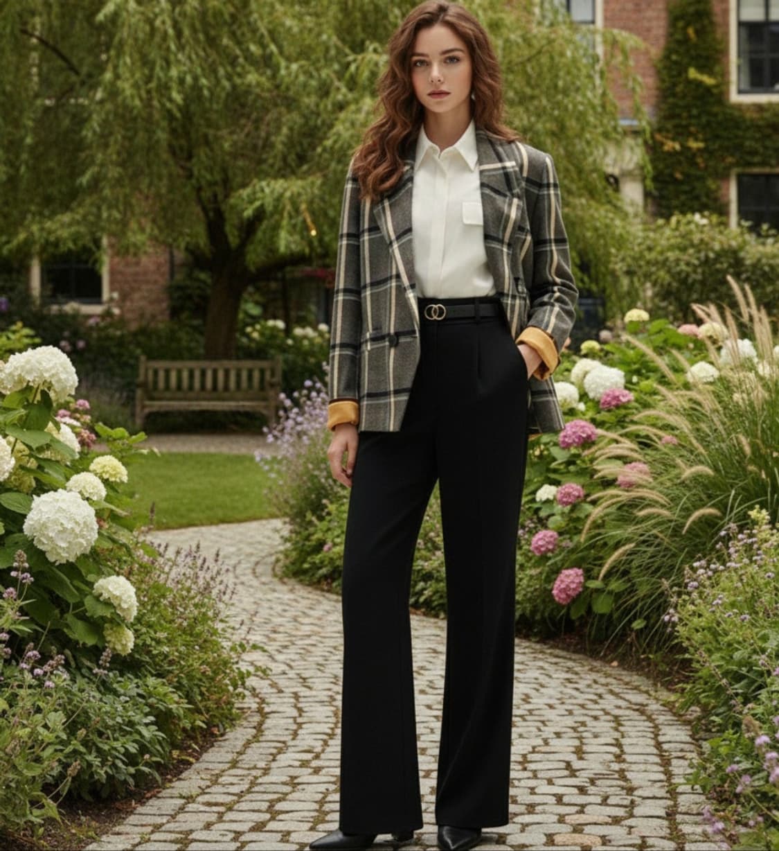 잇미샤  백버튼 체크자켓 55사이즈 상품이미지1