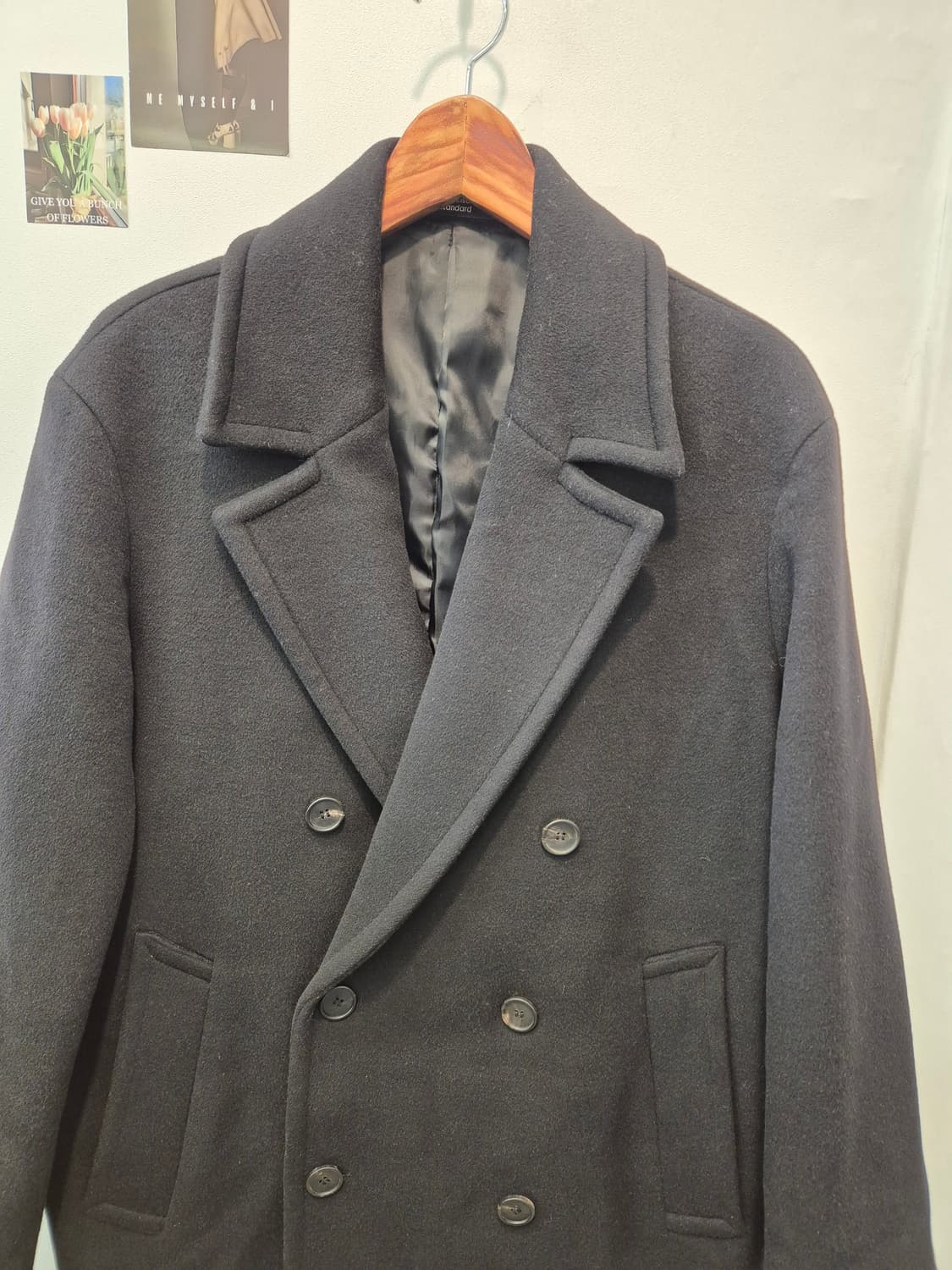 무신사 스탠다드 캐시미어 블렌드 더블 코트 블랙 M
 사이즈   상품이미지2