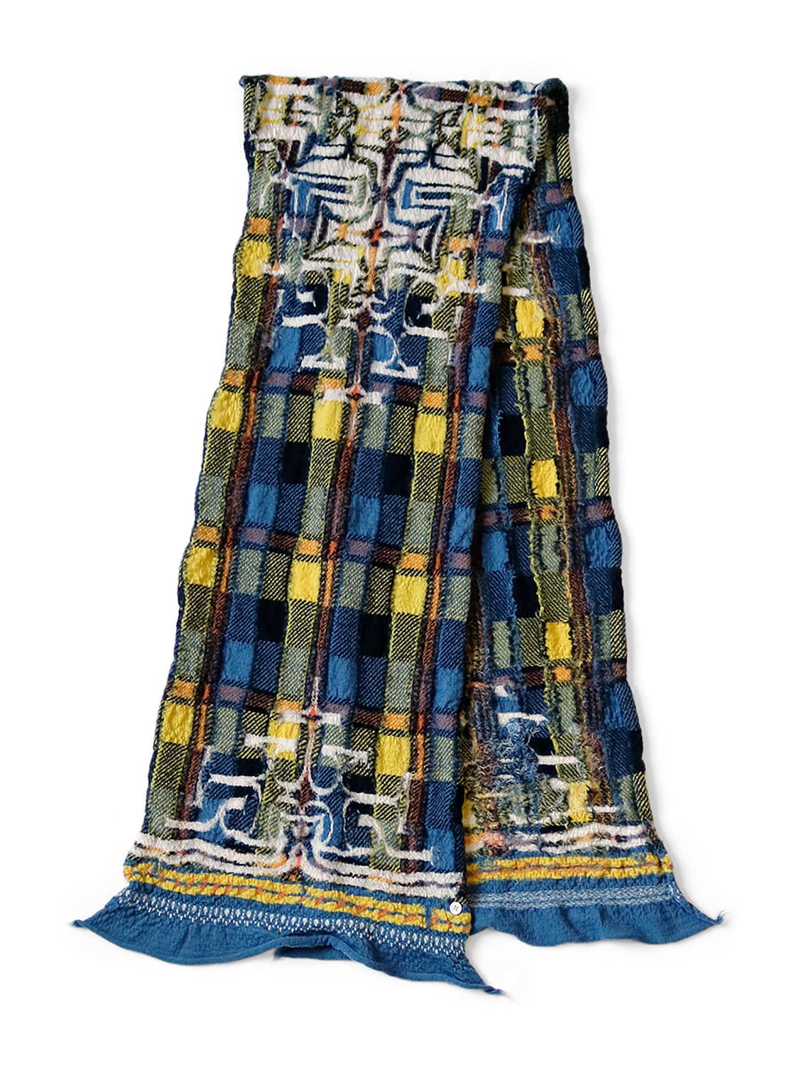 KAPITAL 울 타탄 아이누 HAPPY 머플러 블루 상품이미지1