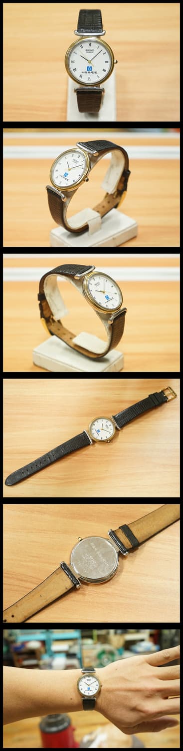 90s 세이코 라운드 프레임 콤비 쿼츠 시계 상품이미지2