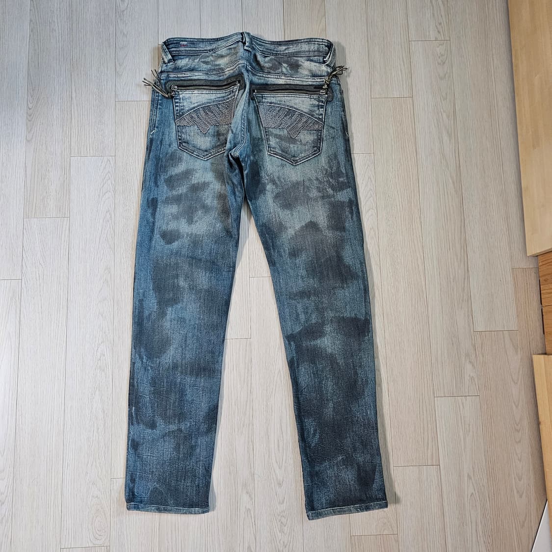 디젤 슬래머 61e 더티 워싱진 데님 청바지 블루 상품이미지2