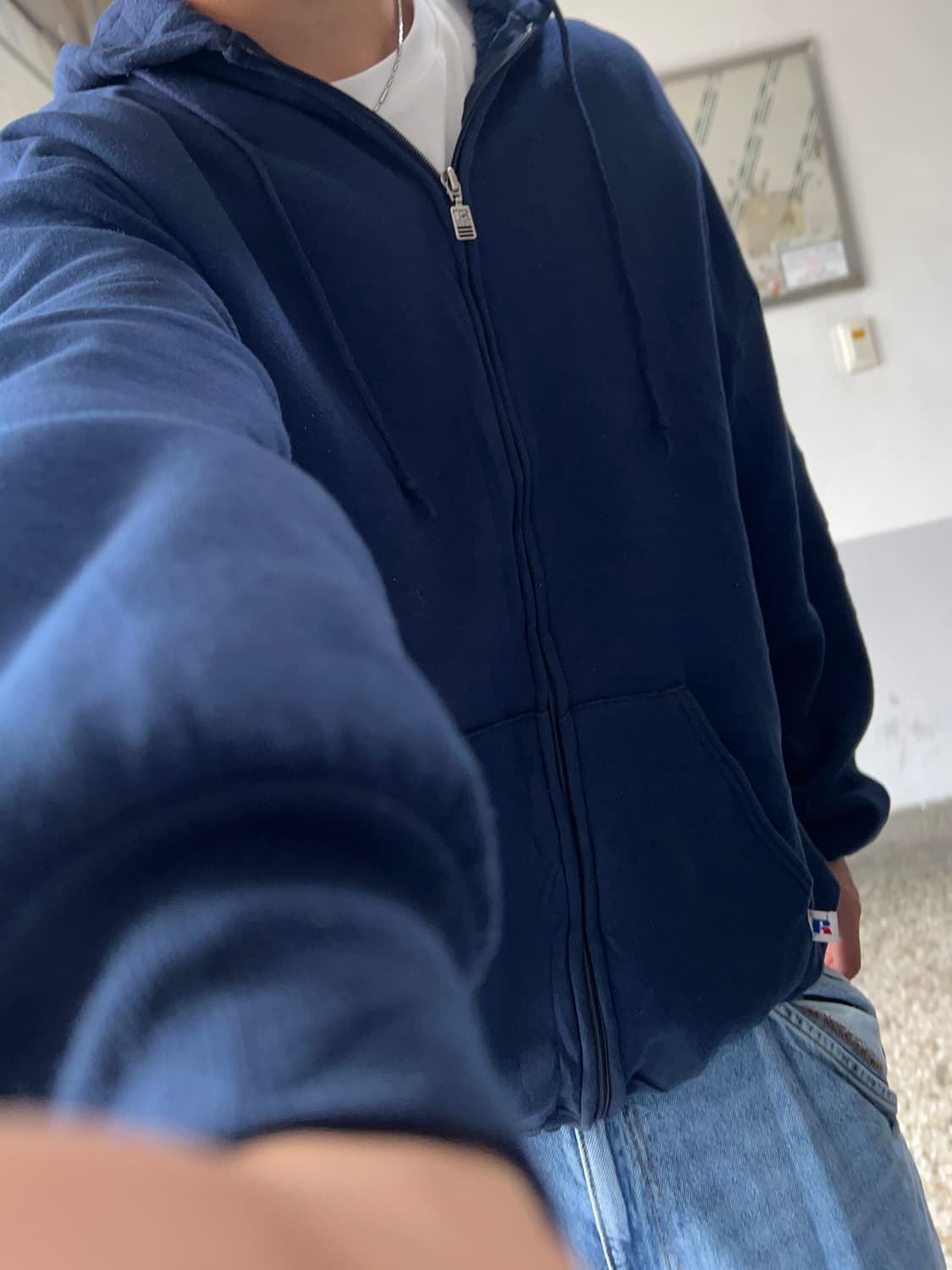 90's 러셀 후드집업 네이비 MADE IN USA  상품이미지5
