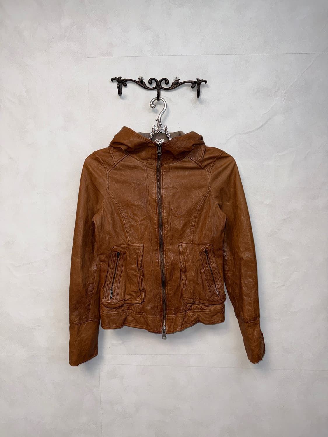 Camel brown lamb skin two ways hood jk 상품이미지1
