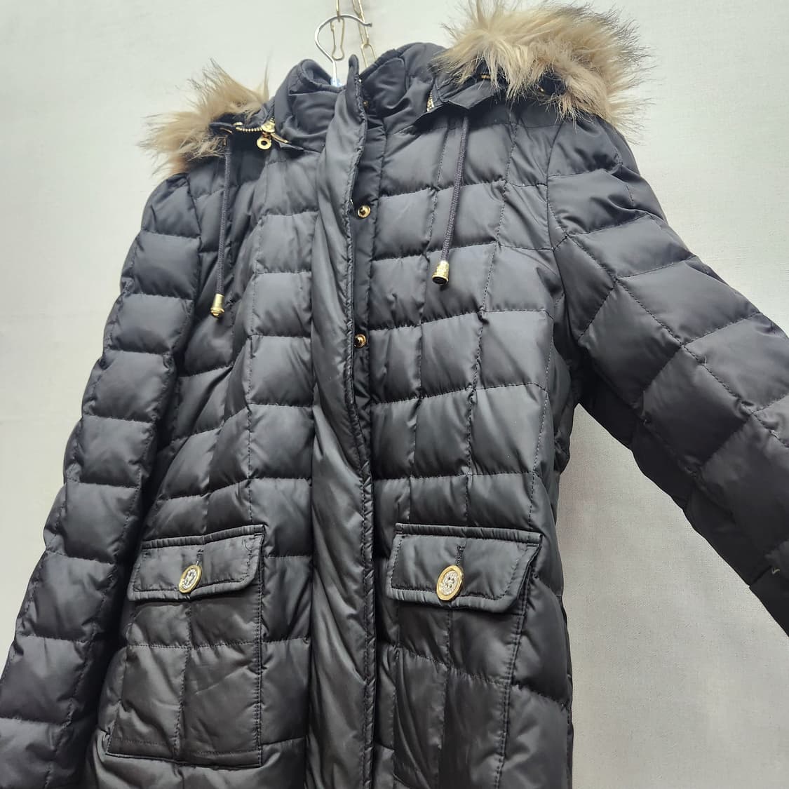 쥬시꾸뛰르 스퀘어 퀄팅 다운 털후드패딩 S(S) 상품이미지3