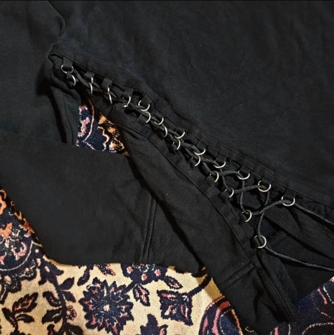 디젤 블랙 골드 사이드 스트렙 레이스업 스웻 티셔츠 상품이미지2