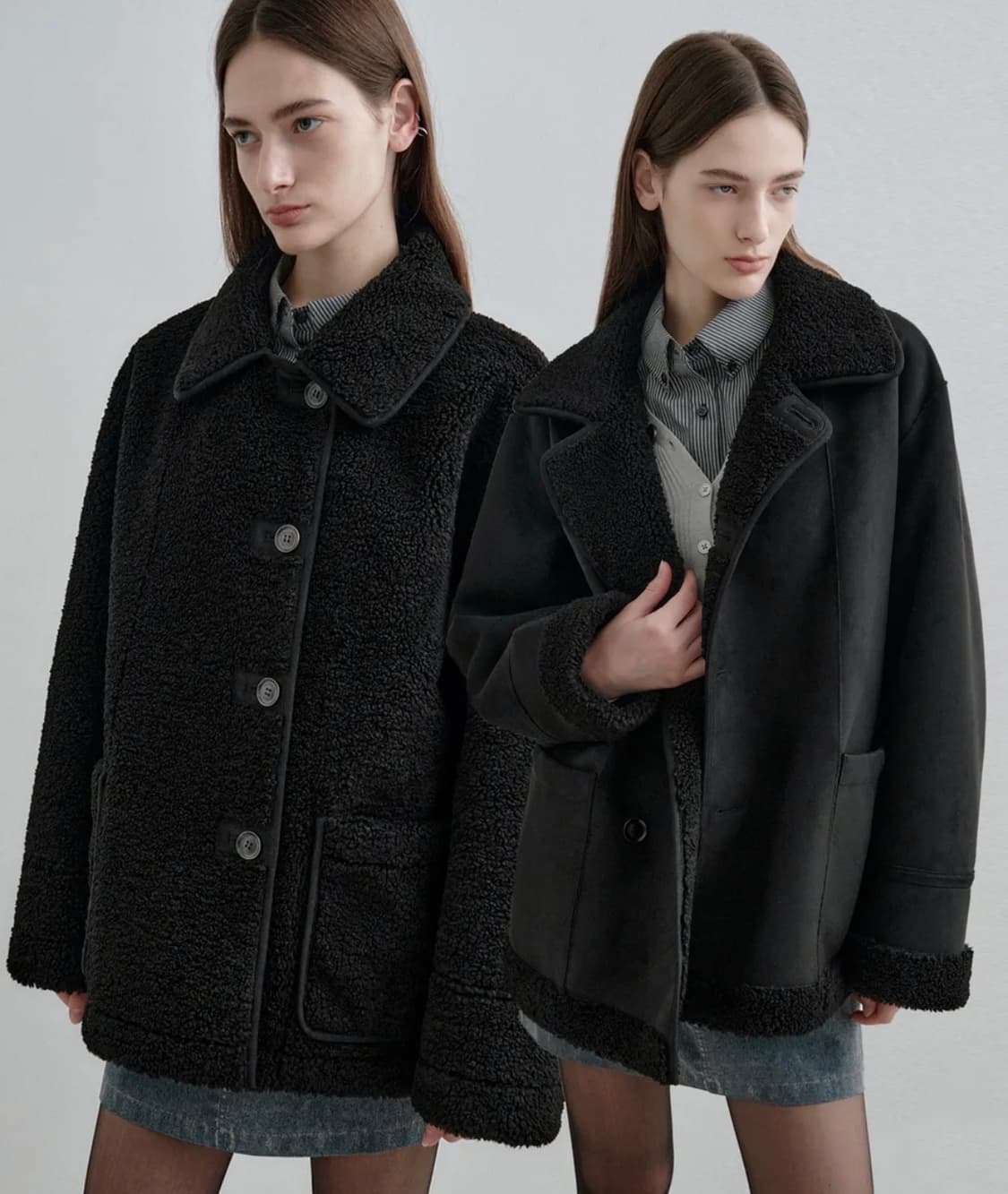 몽돌 리버시블 스웨이드 무스탕 블랙 상품이미지1