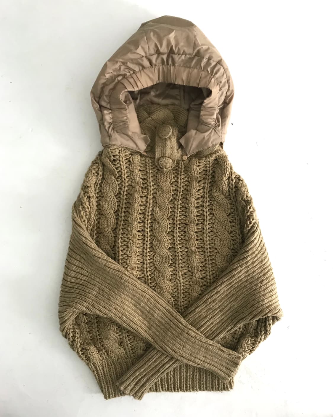 Padding hooded mix loose fit knit top 상품이미지3