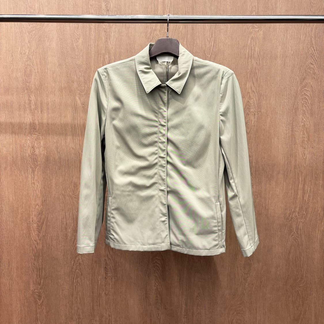 S 막스마라 칼라넥 자켓 히든 버튼 포켓 후면 원 턱 디테일 베이지 상품이미지2