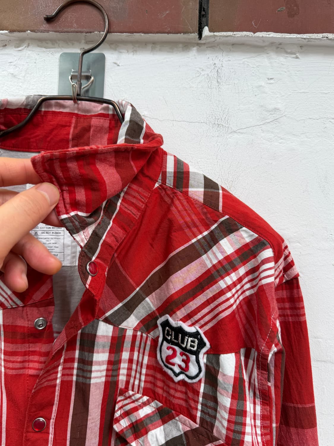 Japanese Vintage 웨스턴 카우보이 카라 와이어 체크셔츠 L 상품이미지4