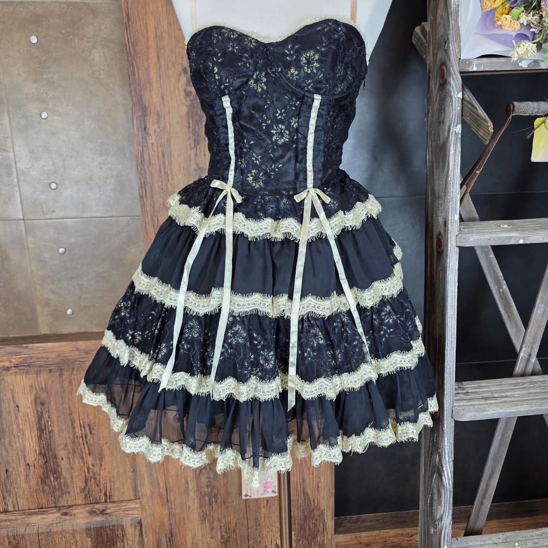 코르셋 레이스 아일렛 원피스 상품이미지4