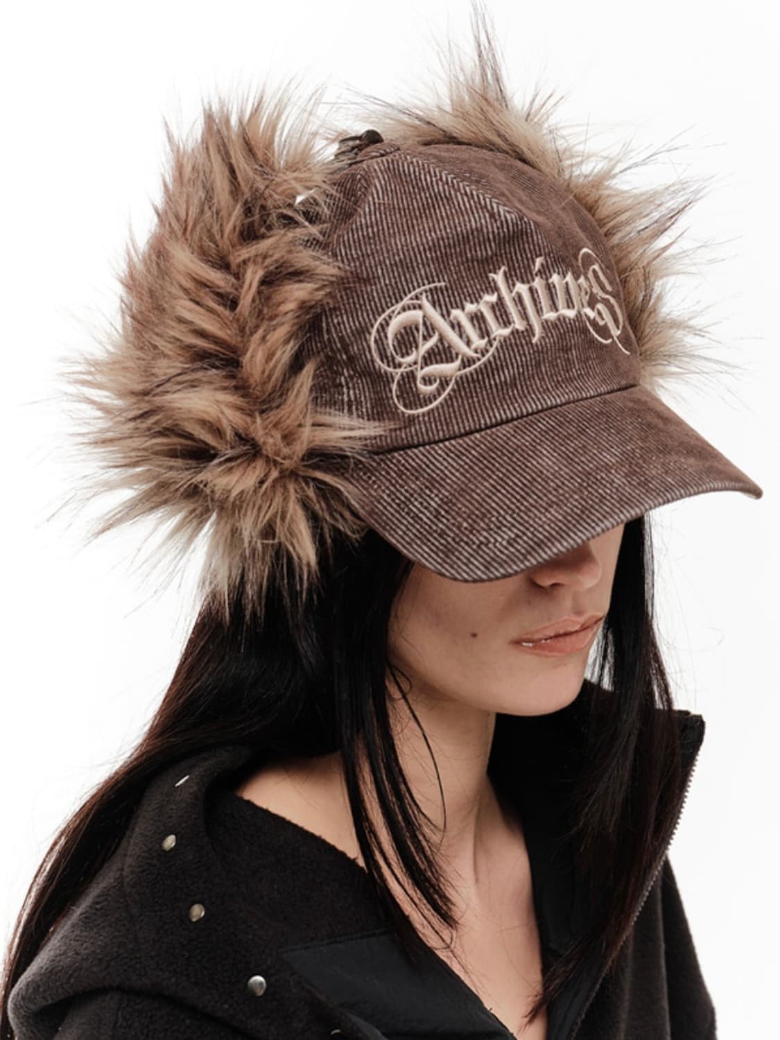 2000아카이브 코듀로이 퍼 이어플랩 캡 브라운 상품이미지1