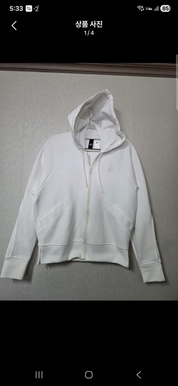 아디다스 화이트 여성 후드집업  사이즈90 상태양호 상품이미지1