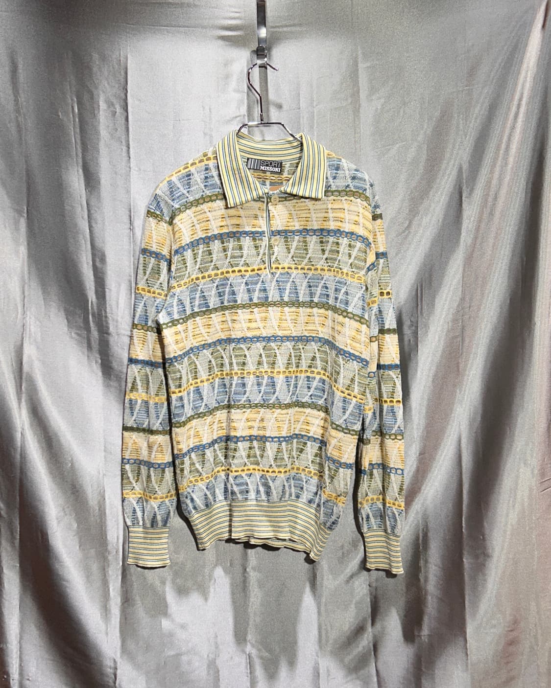 L 미쏘니 스포츠 옐로우 스트라이프 카라 니트 상품이미지2