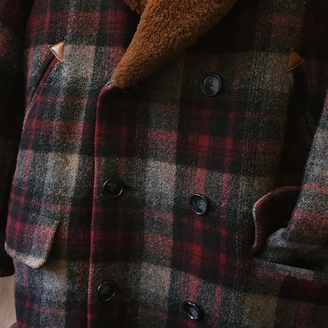 90s 폴로 랄프로렌 양털카라 헤비울 랜치코트 매키노 코트 지프코트 L 상품이미지7