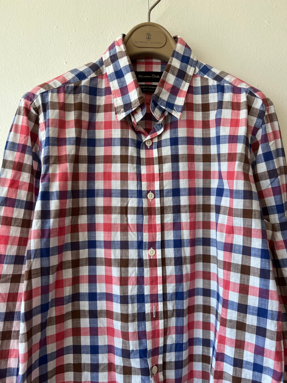 마시모뚜띠 남성 네이비핑크 코튼긴팔셔츠 상품이미지1