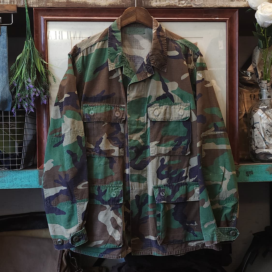 90s 미군 BDU 카모셔츠 우드랜드 미디움 레귤러 상품이미지1