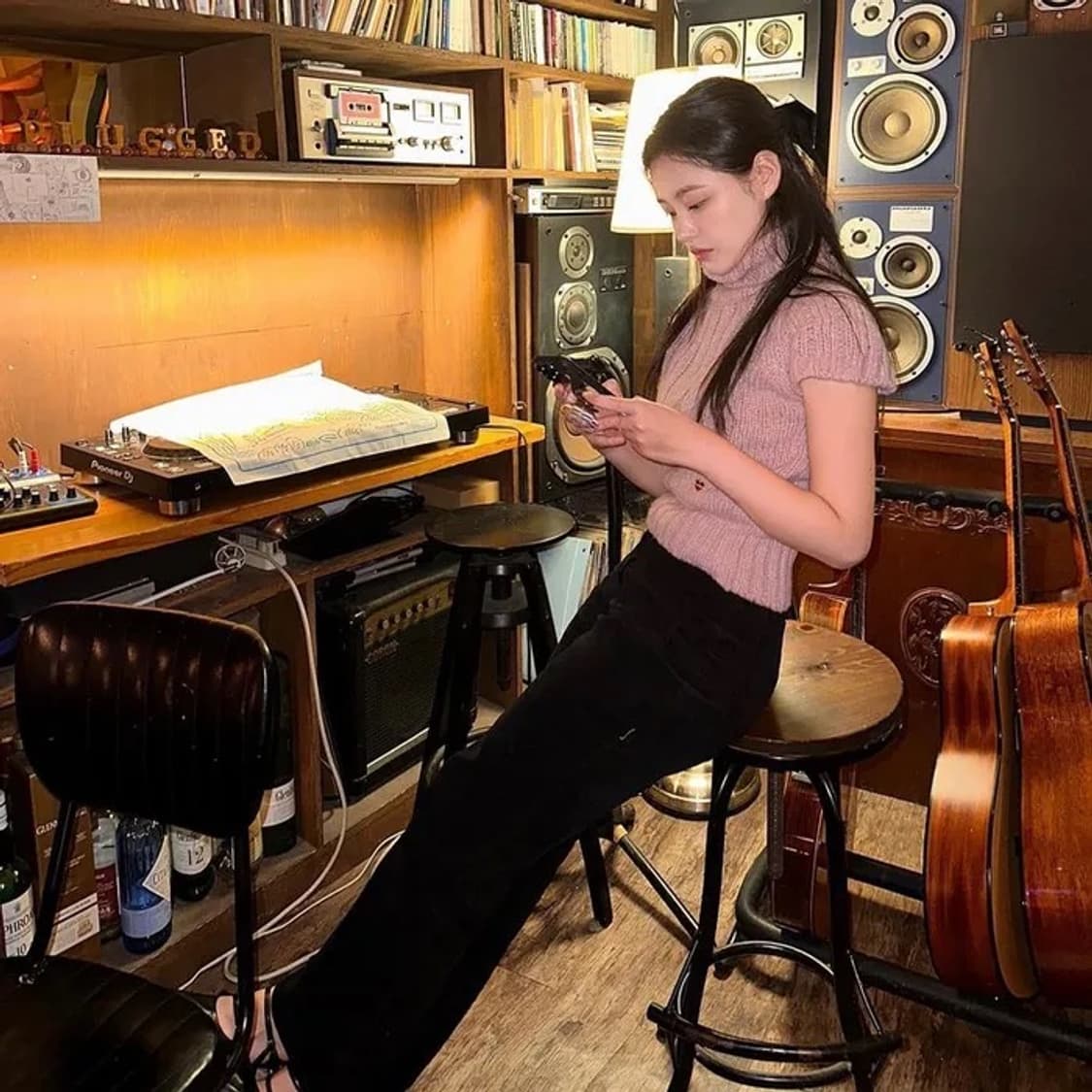 어랜 트위스트 터틀넥 하프니트 드라이 핑크 상품이미지4