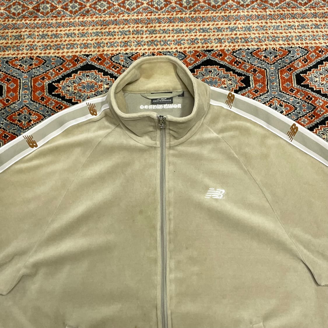 뉴발란스 사이드 트랙로고 베이지 테리 집업 져지 자켓 남성L 상품이미지3