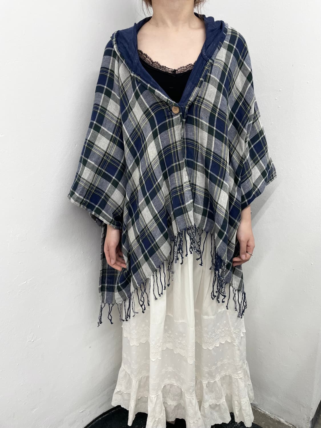 모리 사와코 체크 후드 케이프 상품이미지3