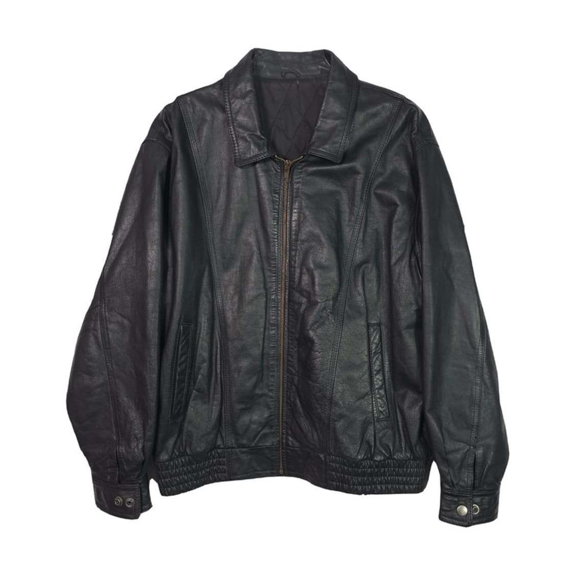 JPN 빈티지 소가죽 블루종 블랙 가죽 자켓 상품이미지1