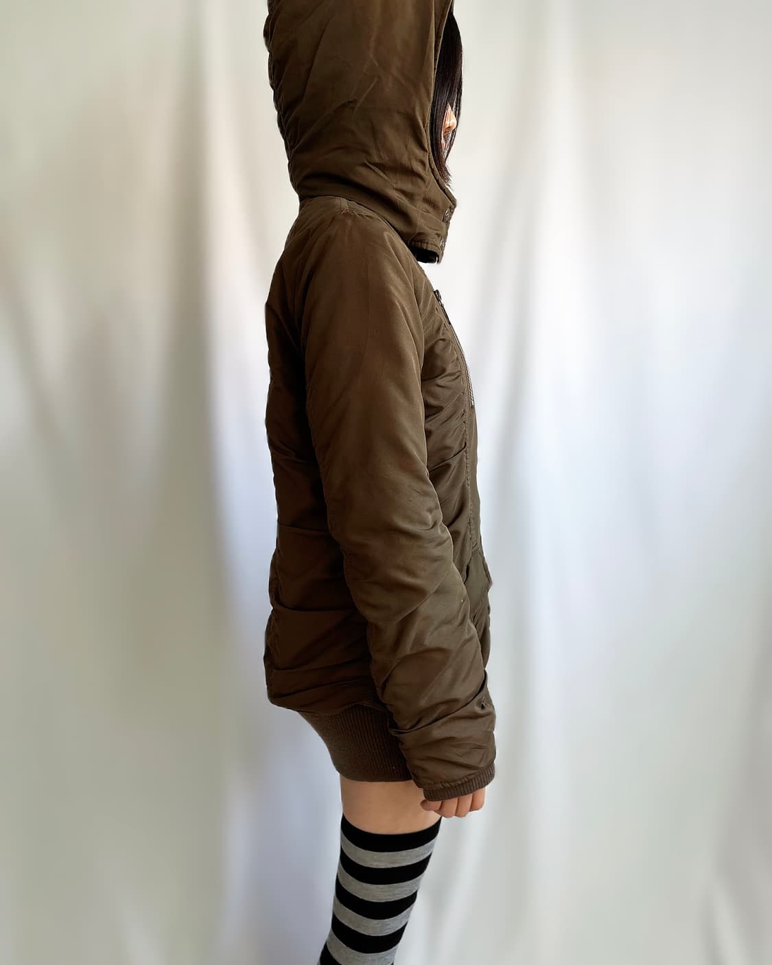 Khaki shrring banded padded field coat 상품이미지6