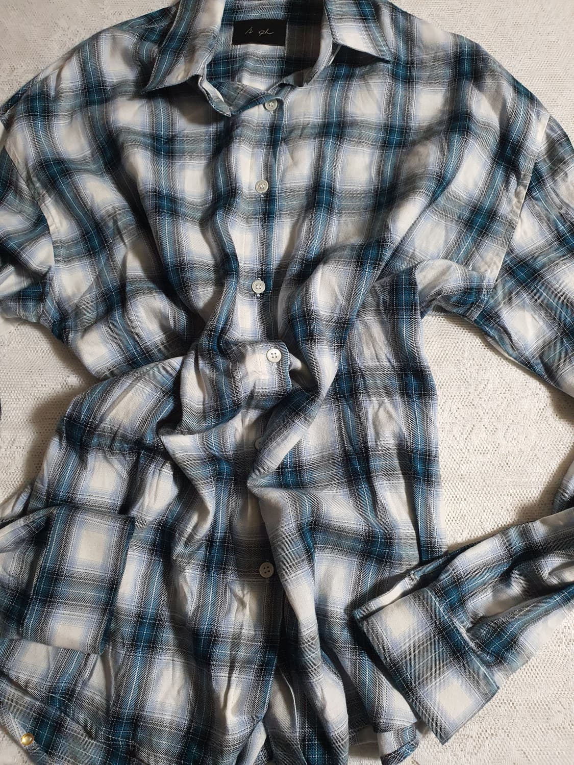 [빈티지] 블루 체크 남방 루즈핏 셔츠 상품이미지5