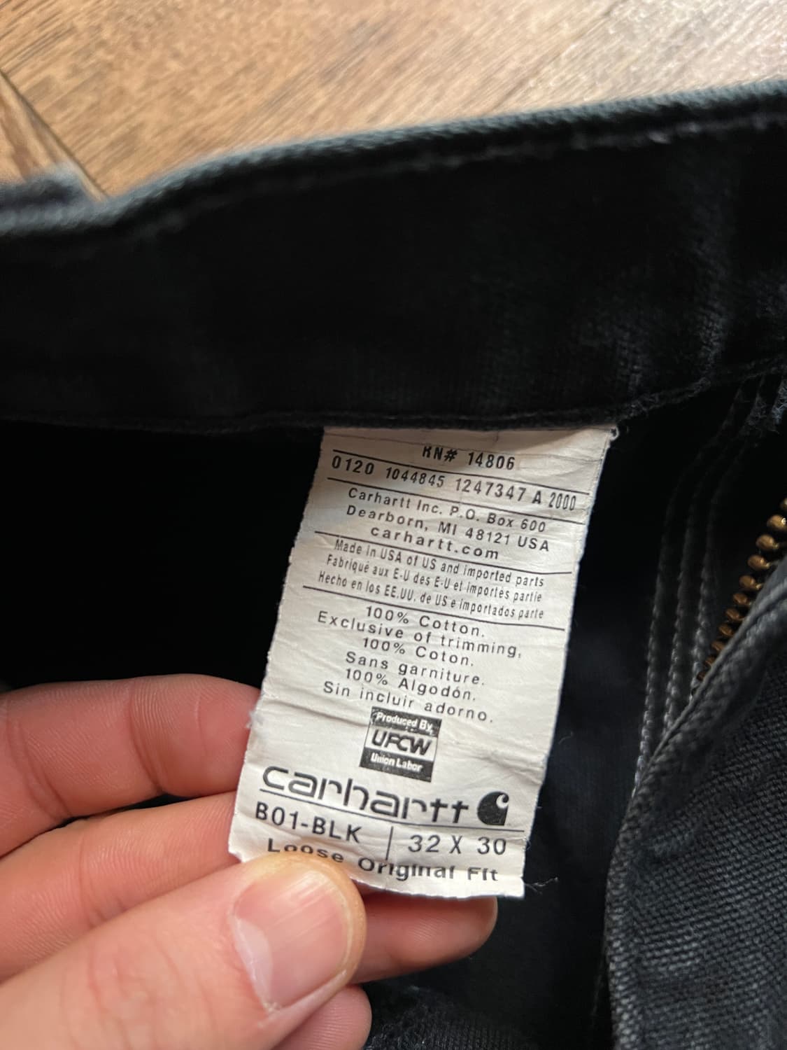 [32]칼하트 Made in USA 더티워싱 블랙 더블니 워크 팬츠 상품이미지9