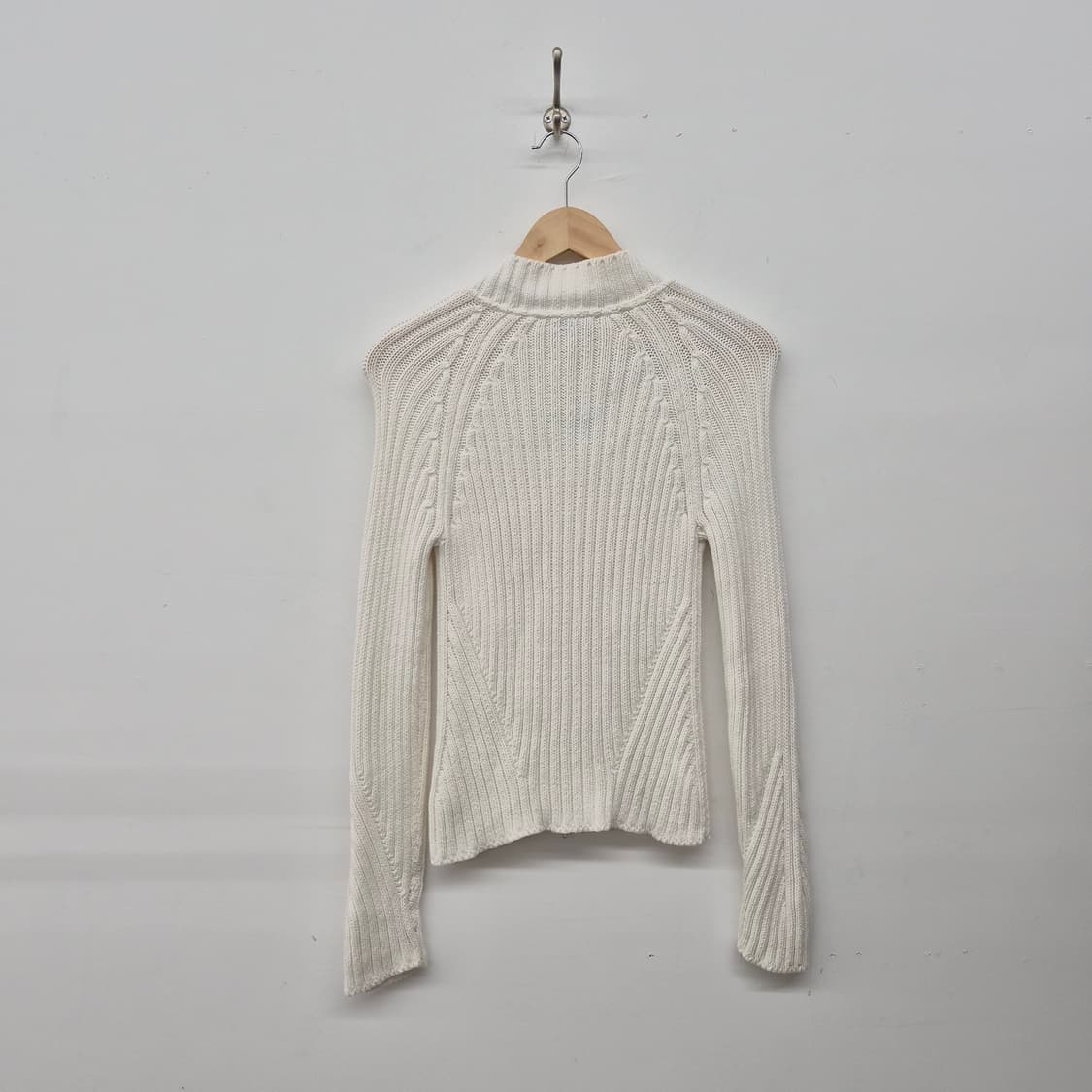 막스앤코 화이트 골지 니트 집업 가디건 여성 S 상품이미지7