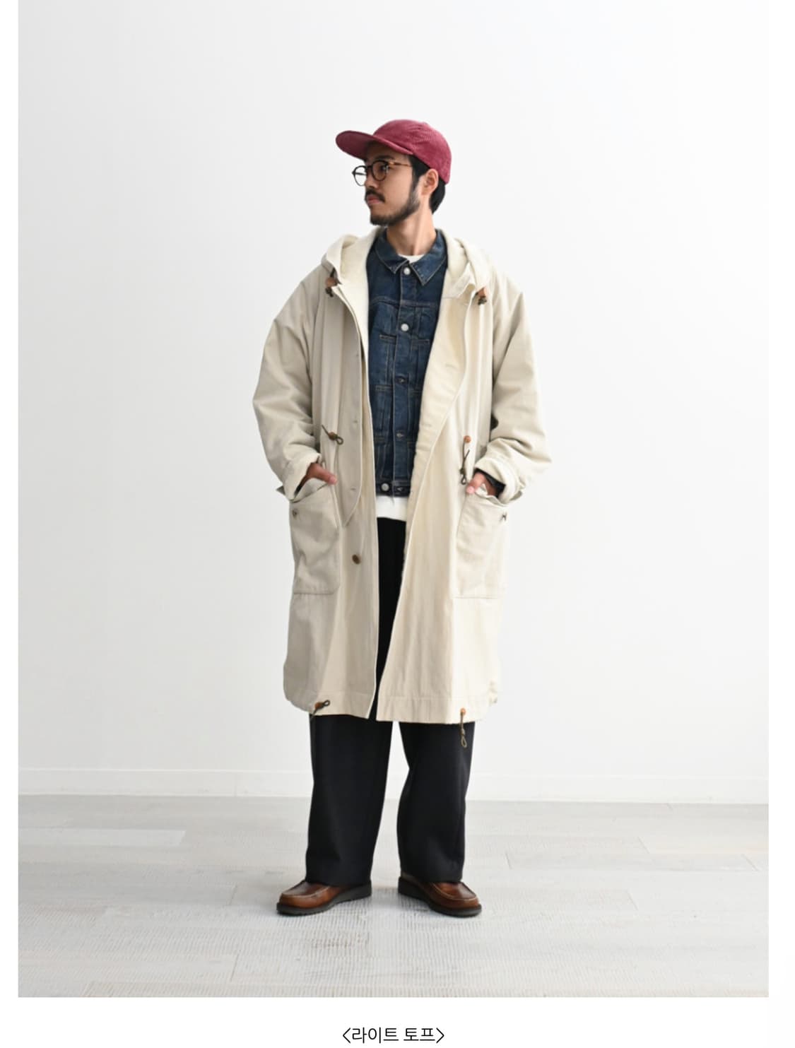 [급매/파격가] 캡틴선샤인 24FW 후디 롱 코트 (라이트 토프) 38 상품이미지8