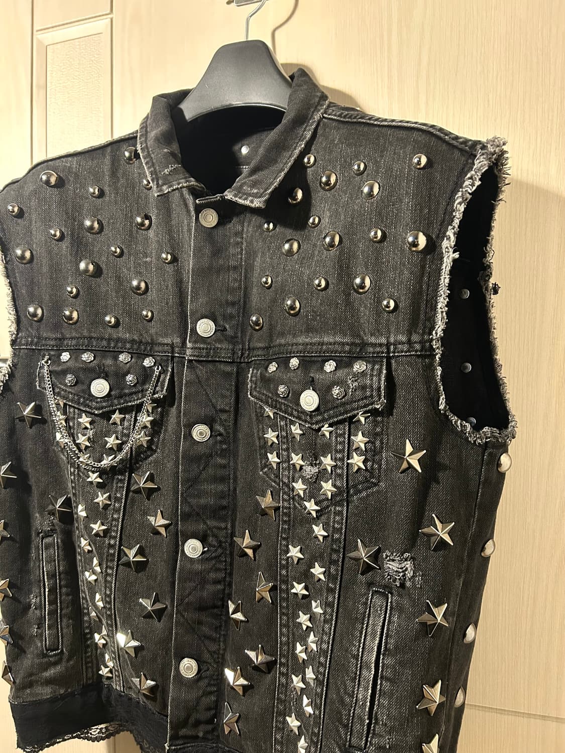 Big Stud Chain Detail Denim Vest  상품이미지1