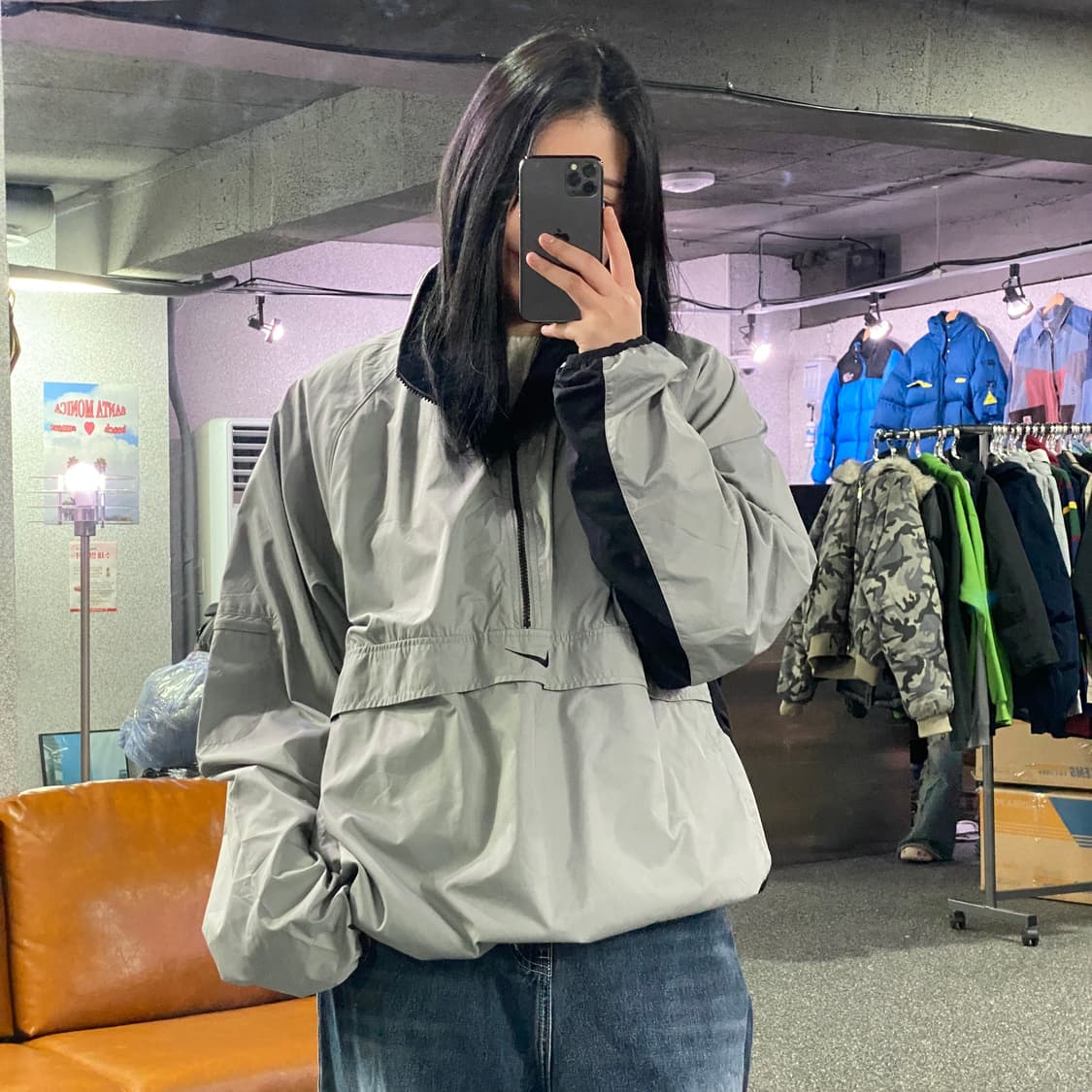 나이키 올드스쿨 실버그레이 반집업  아노락 맨투맨 B3531  상품이미지1