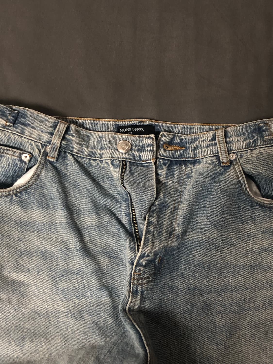 1) 노드 와이드 배기 데님 팬츠 라이트 블루 상품이미지6