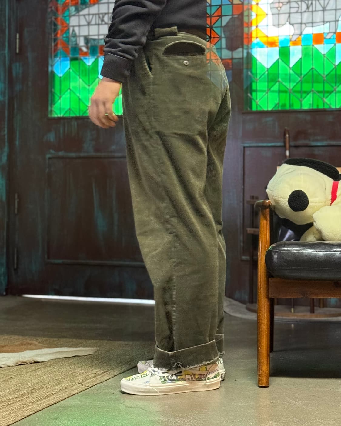 90‘s 폴로 랄프로렌 투턱 코듀로이 팬츠 34 [올리브그린] 상품이미지8