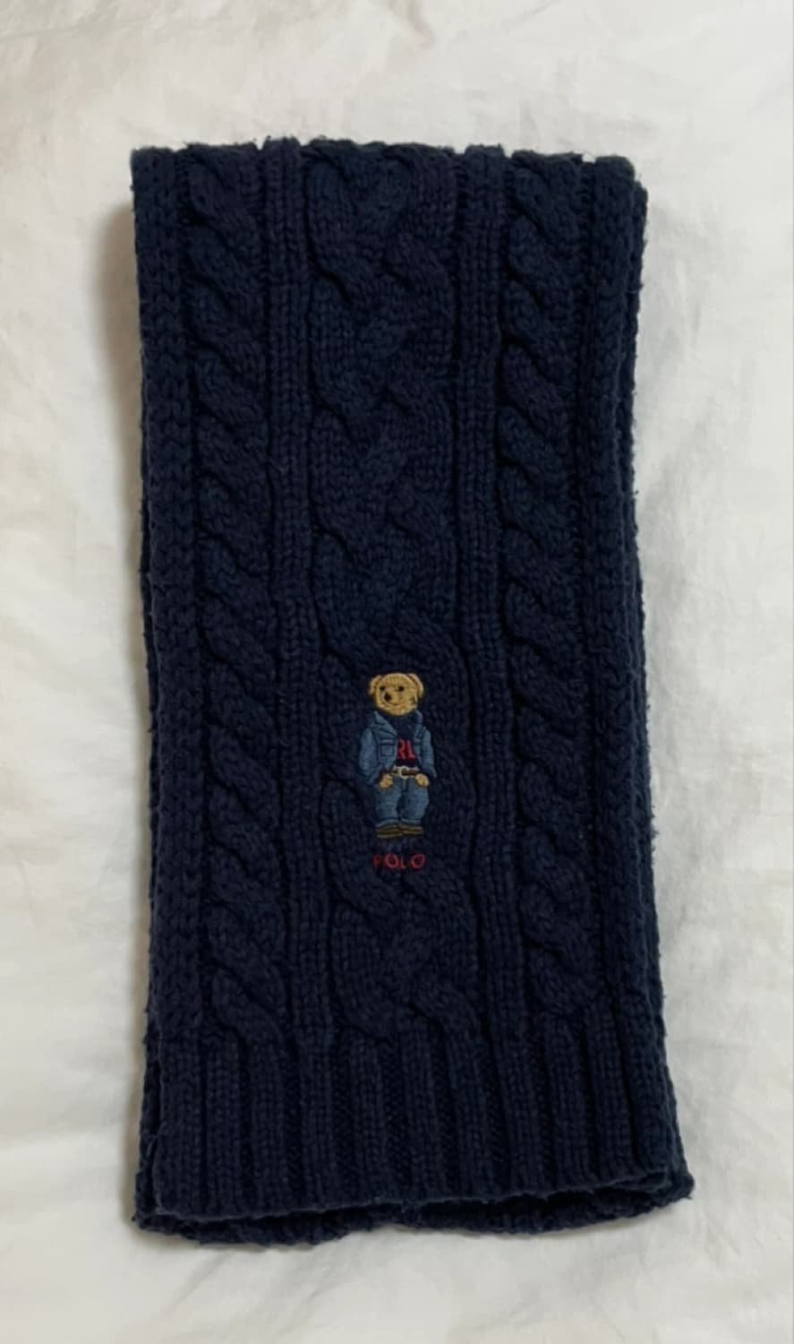 폴로 랄프로렌 케이블 곰돌이 목도리 네이비 상품이미지1