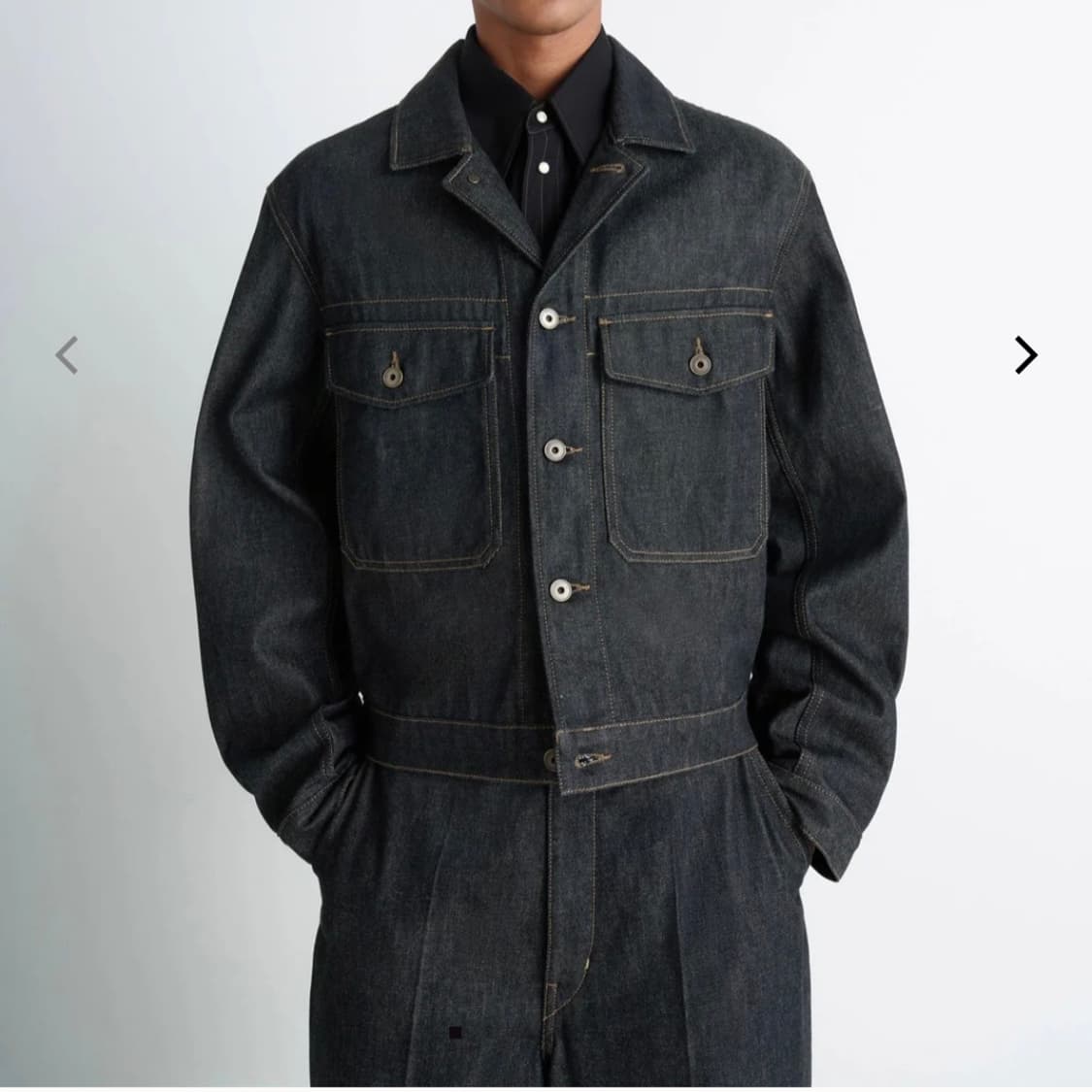 [46, 새제품] 르메르 25fw 데님 트러커 자켓 다크네이비 상품이미지2