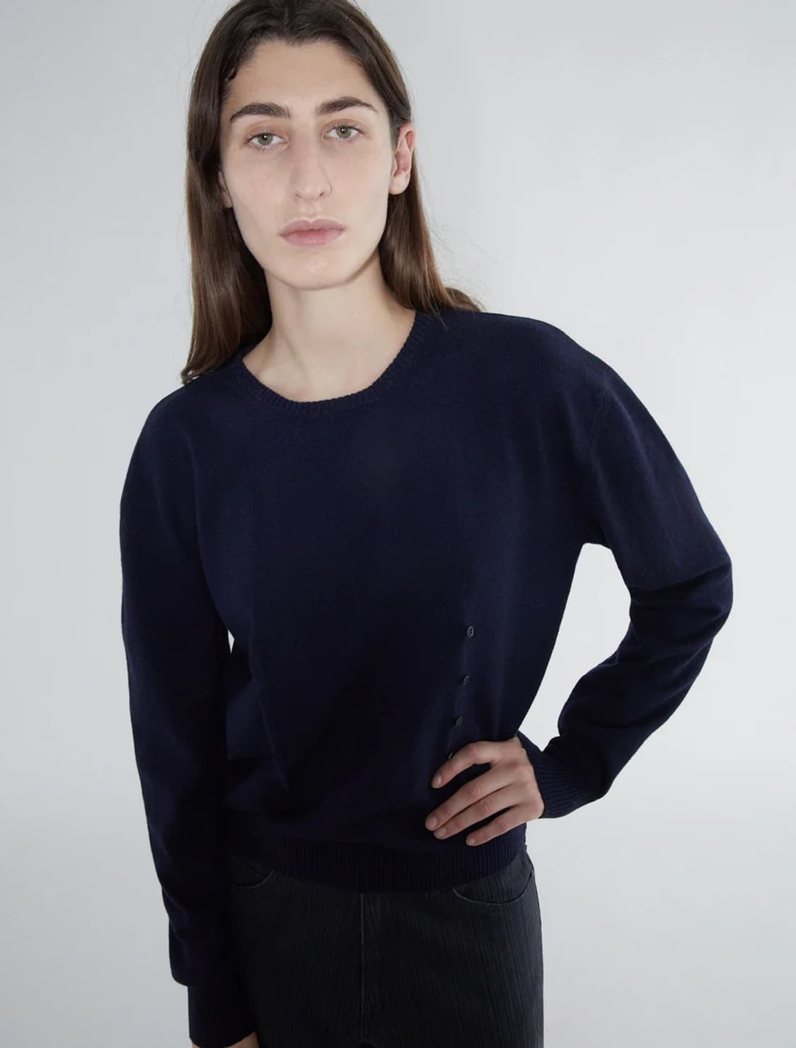 [XS,S,M]팔로마울 Clor 버튼 니트/네이비 상품이미지3