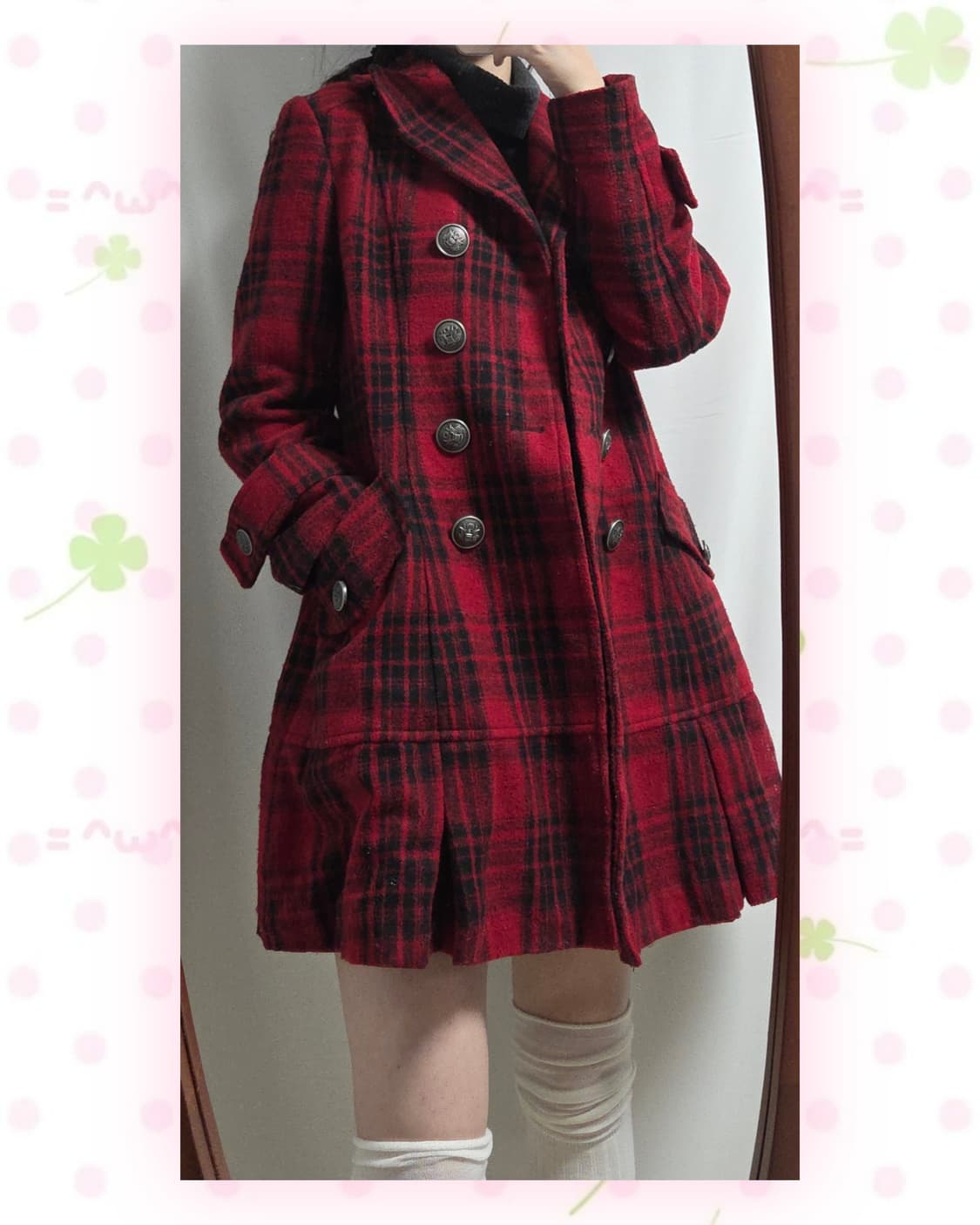 캐캐체 레드 체크 코트 상품이미지2