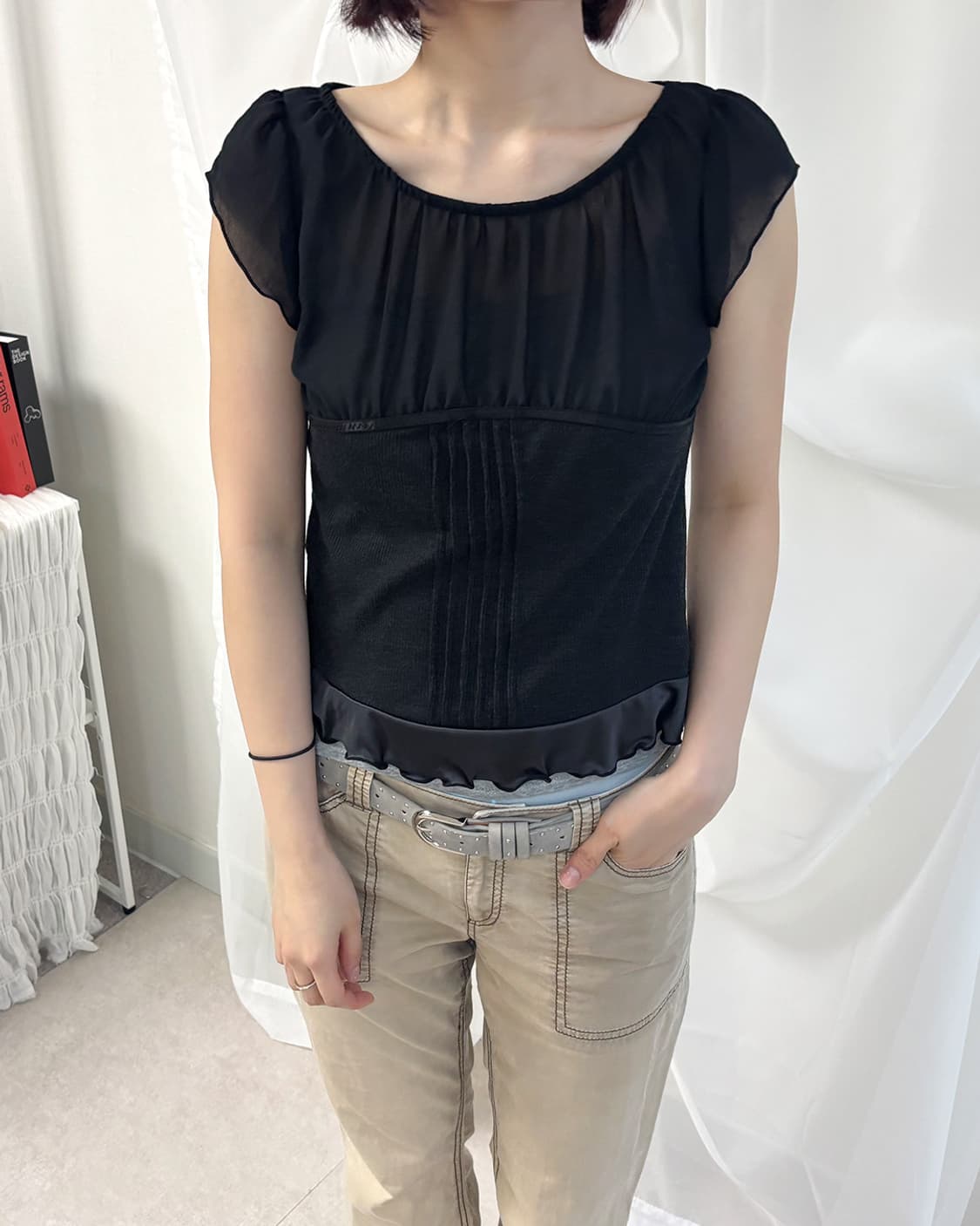 leari unique mixed design feminine top 상품이미지7