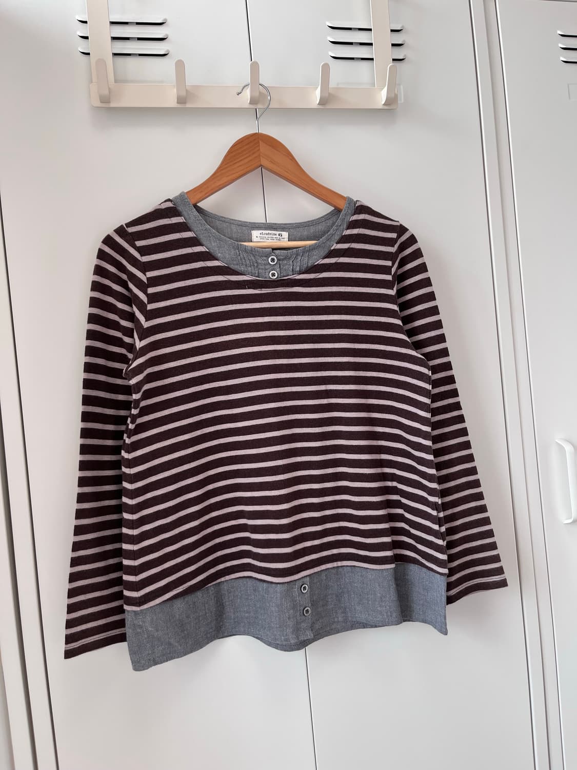 Cloundnine 줄무늬 셔츠 레이어드 티셔츠 상품이미지3