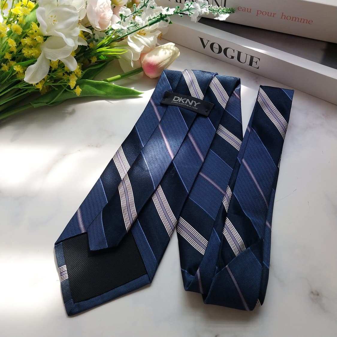 DKNY 실크 네이비 스트라이프 넥타이 8.5cm A+등급 K690
 상품이미지4