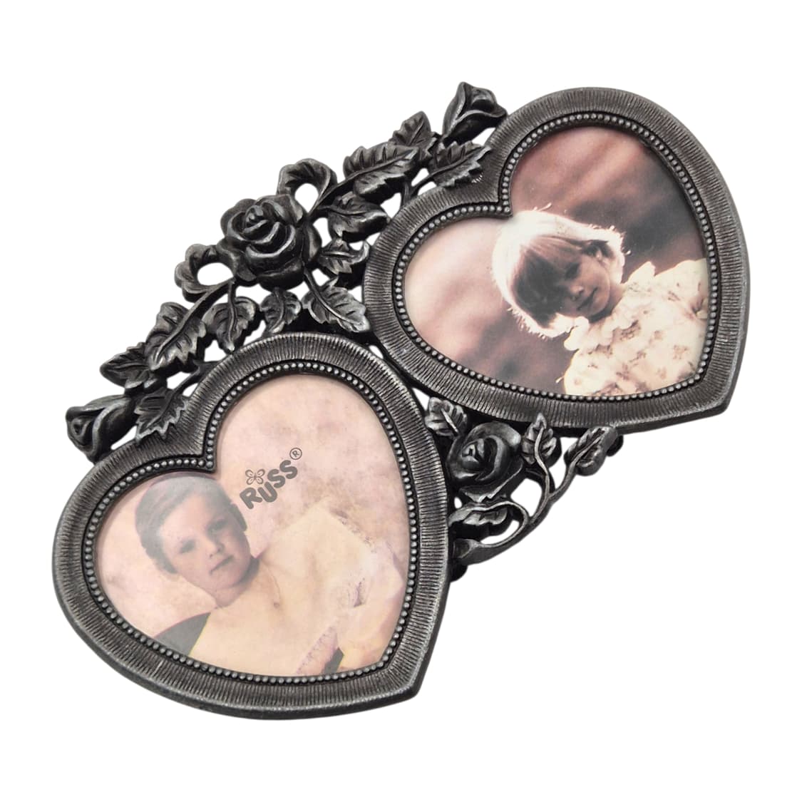 80s 미국 러스 하트&로즈 2구 주석 액자 상품이미지3