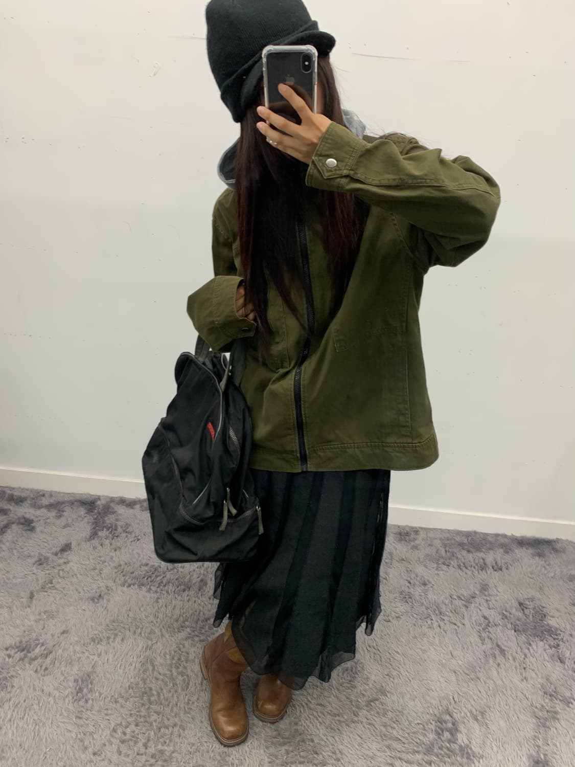 블랙 디테일 롱스커트 상품이미지1