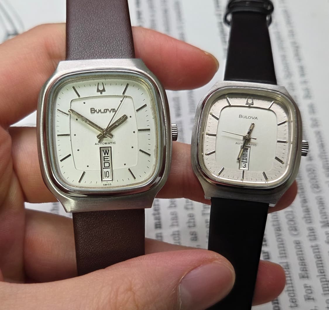 빈티지 부로바 사각탱크형 오리지널 실버판 데이데이트 오토매틱  상품이미지2