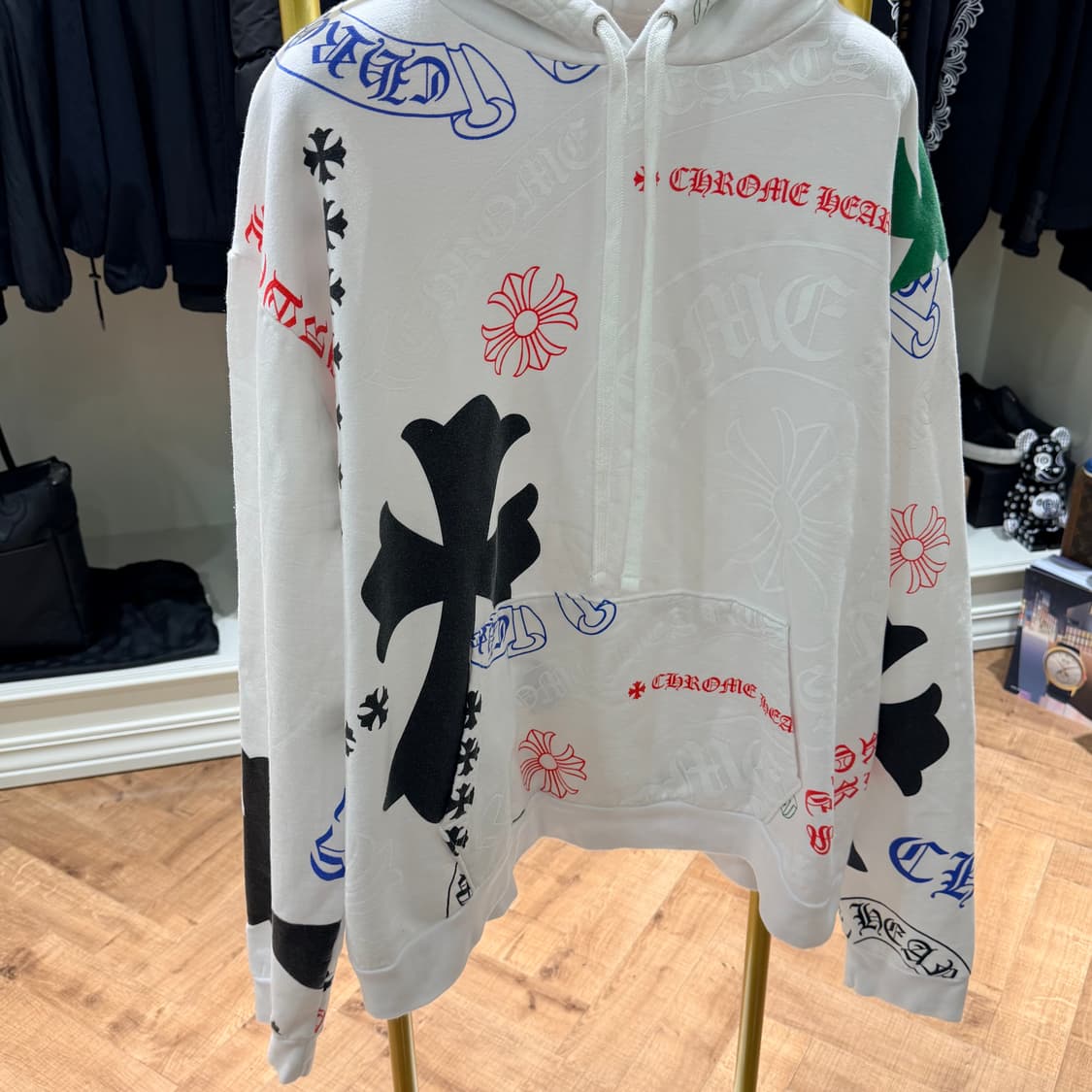 XL사이즈 / 크롬하츠 스텐실 멀티로고 후드티 화이트 상품이미지2